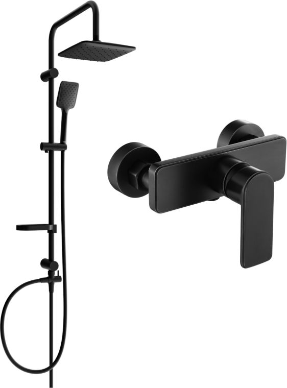 Zestaw prysznicowy Mexen Mexen Sven zestaw prysznicowy natynkowy z deszczownicą i baterią prysznicową Cetus, czarny - 744340262-70