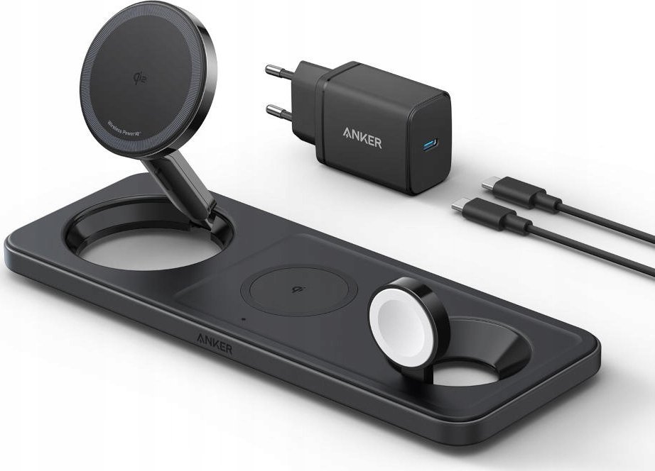 Ładowarka Anker Stacja magnetyczna pozioma MagGo 15W 3-in-1 Czarna
