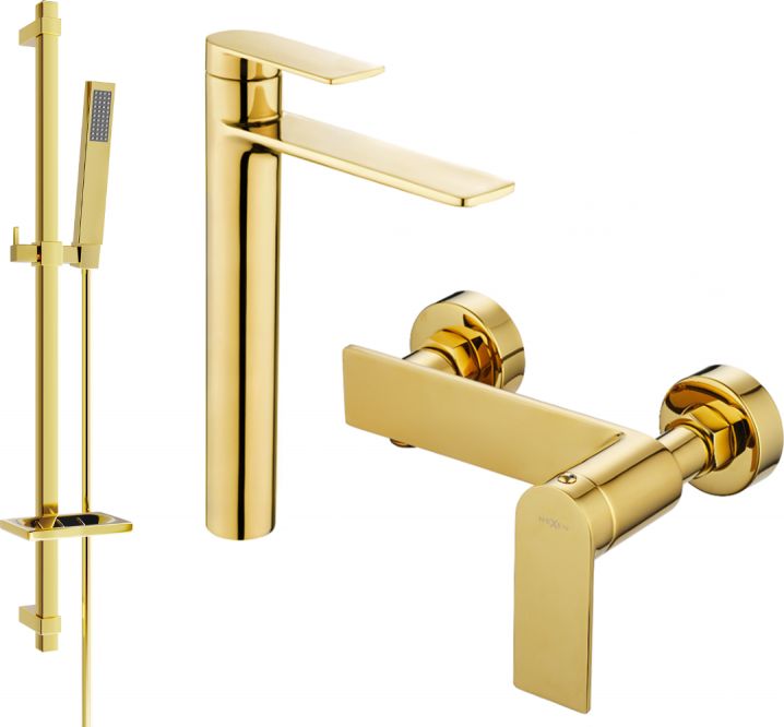 Mexen Mexen Zero DQ02 zestaw prysznicowy, złoty - 71114DQ02-50