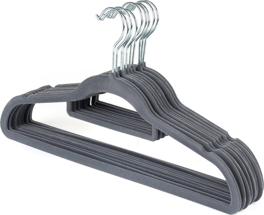 BELDRAY 10x Wieszaki na ubrania welurowe ubraniowe szare do szafy garderoby