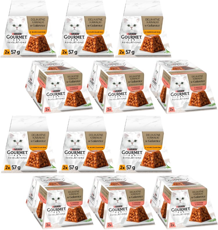 GOURMET Revelations Delikatne Kawałki w Galaretce Mix Smaków 12x(2x57g)