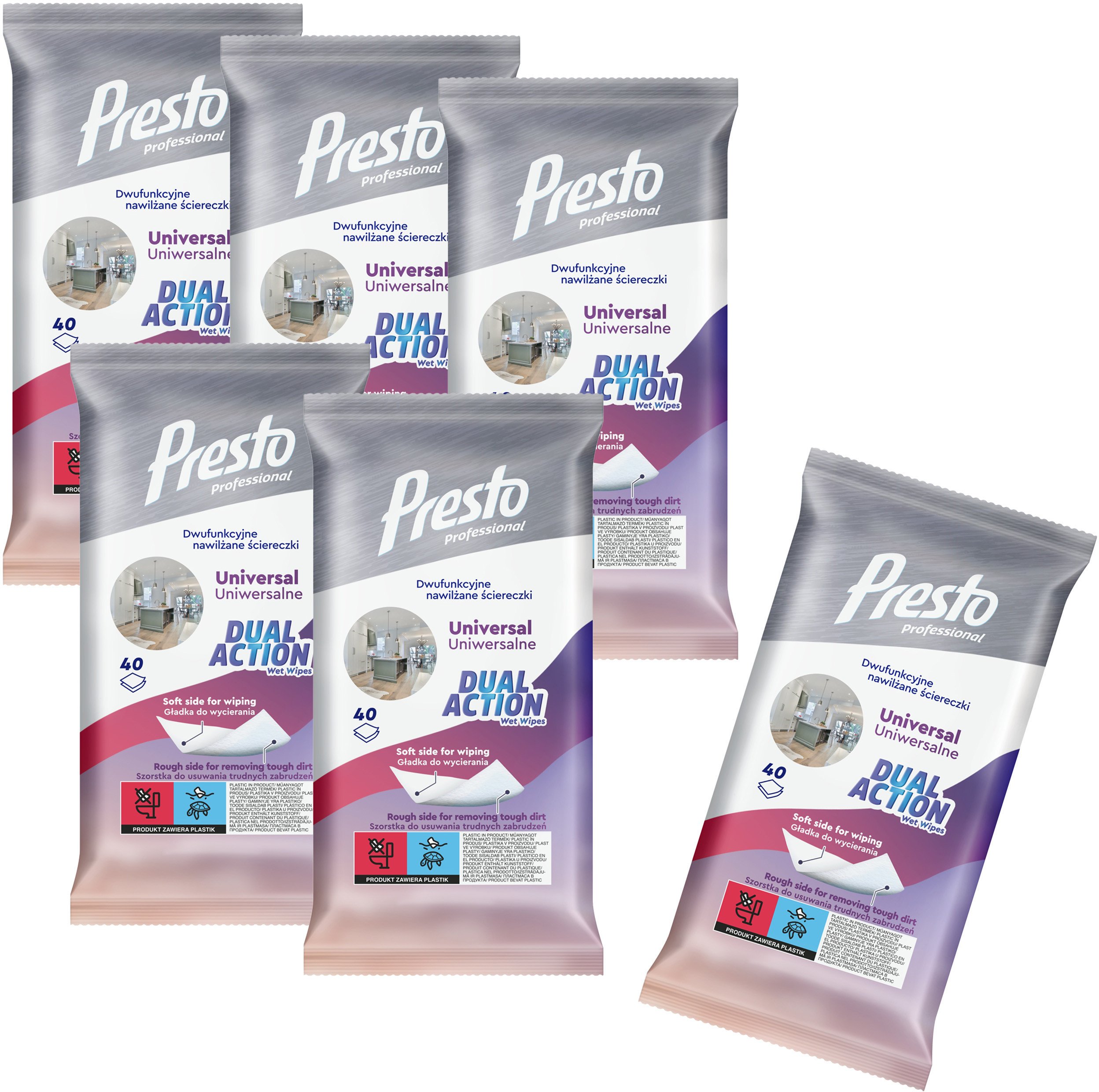 Presto Ściereczki Uniwersalne 40szt. Dual Action Dwustronne
