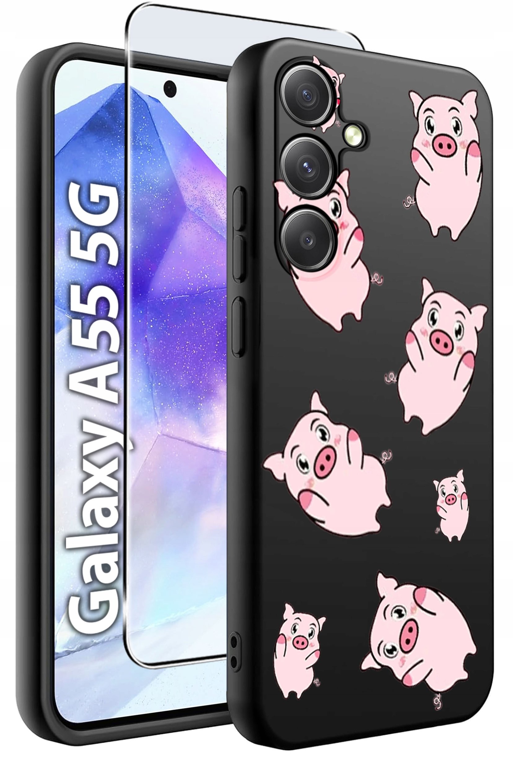 ETUI do Samsung A55 5G WZORY | SILIKONOWE MATT CASE + SZKŁO HARTOWANE 9H