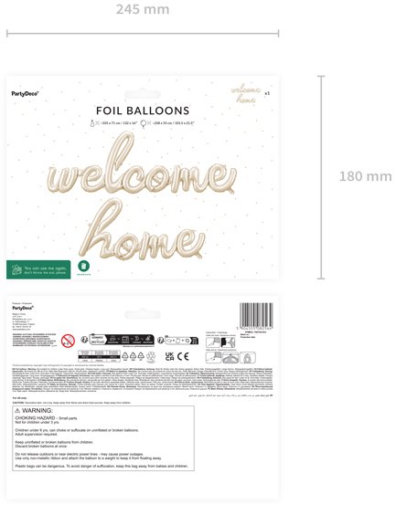 Party Deco Balon foliowy Witamy w domu cappuccino 335x71cm