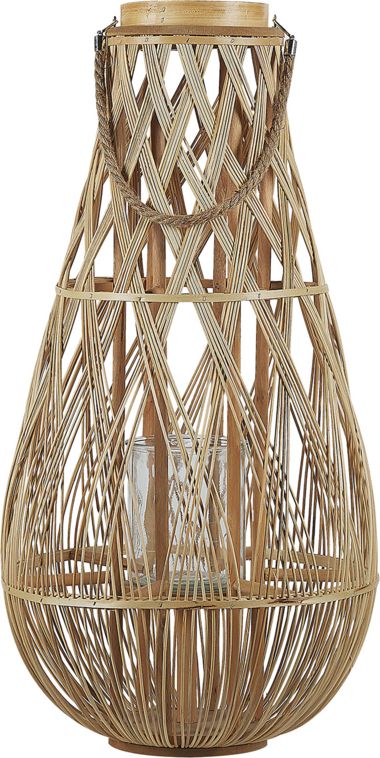 Beliani Lampion drewniany 77 cm jasny TONGA