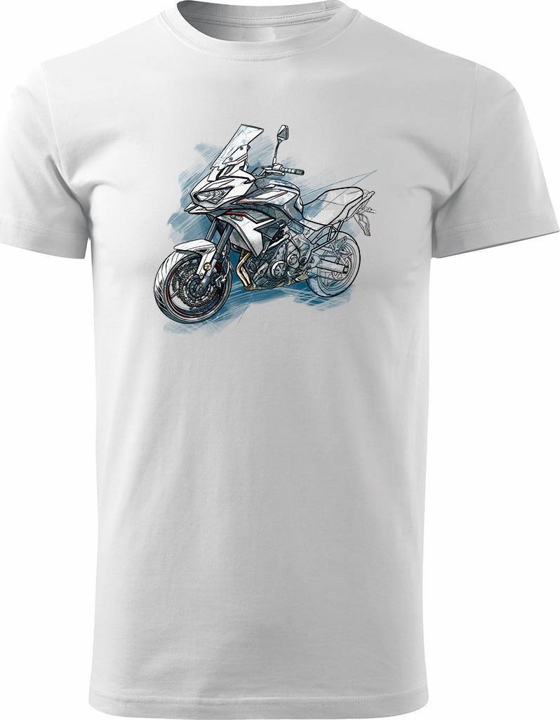 Topslang Koszulka motocyklowa z motocyklem na motor Kawasaki Versys 650 KLE 650 męska biała M