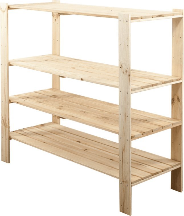 Wamar-Sosenka MAXI Regał Drewniany 115x120x50 cm 4 Półki ażurowe Surowy Drewno sosnowe Naturalny MAXI-3NA+ / Wamar-Sosenka