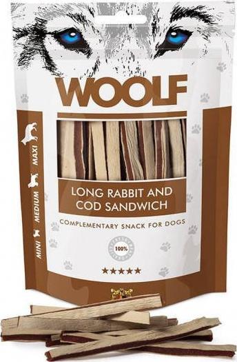 WOOLF Woolf Przysmak Pies Long Rabbit&Cod Sandwich - Królik z Dorszem paski, 100g
