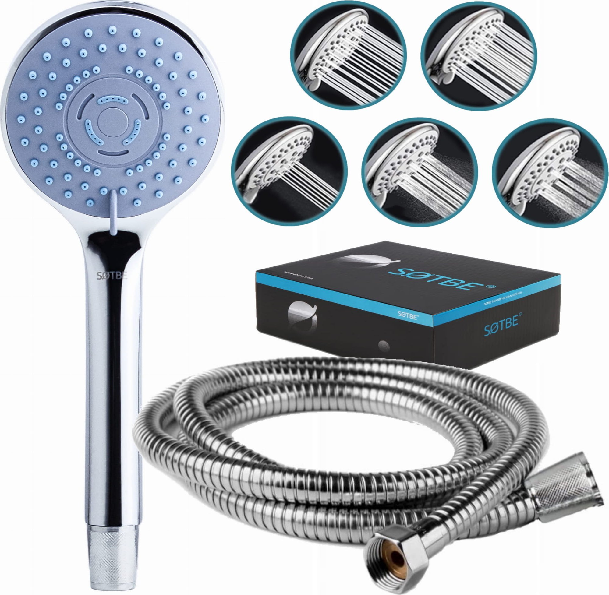 Zestaw prysznicowy Sotbe SOTBE ZESTAW Słuchawka prysznicowa 5 zakresowa z wężem