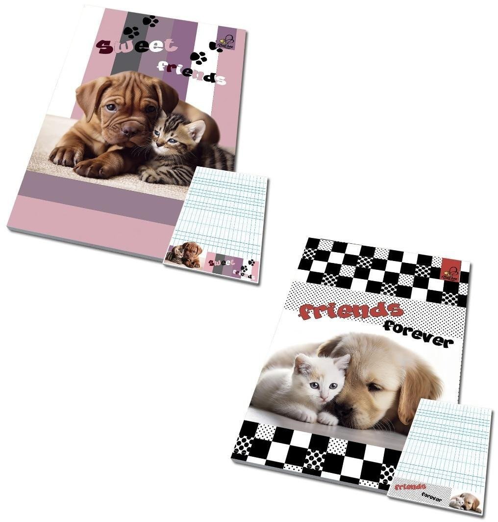 Notes A6/50K kratka poddruk Psy Koty (10szt)