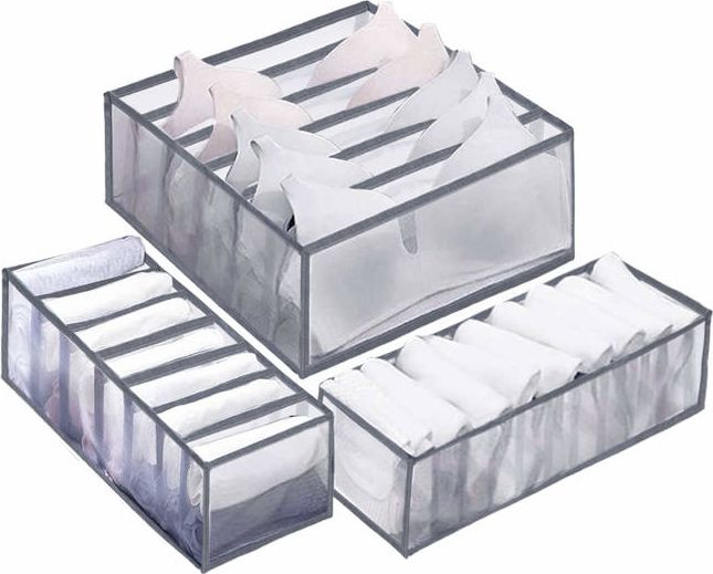 Springos Pojemnik do szuflady na bieliznę, organizer z przegródkami szary UNIWERSALNY