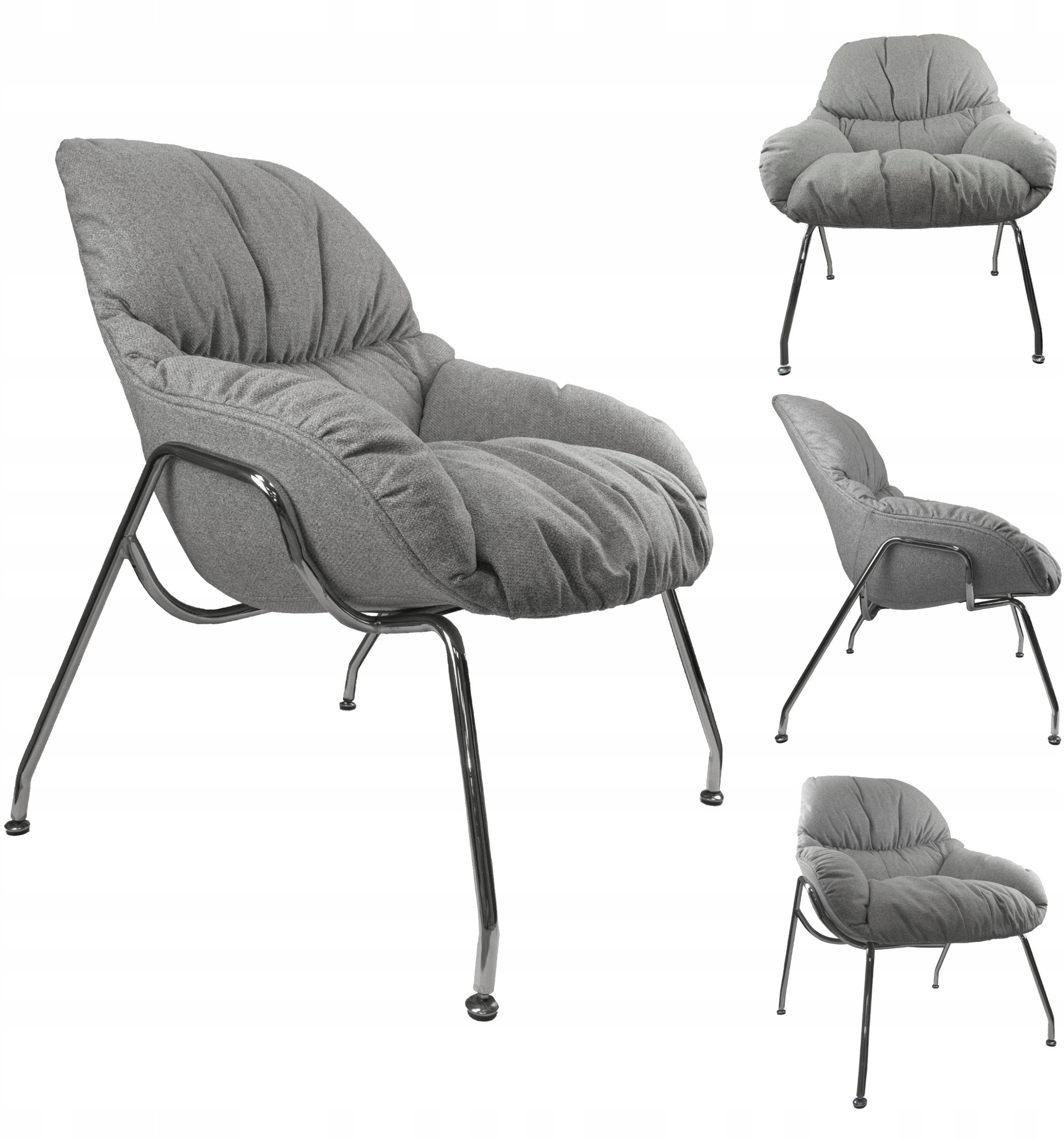 Fotel tapicerowany PIKOWANY szary NUVOLA