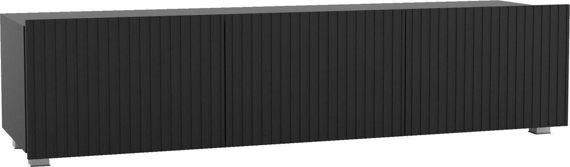 Ravio Szafka RTV Kolder 150 cm w kolorze czarnym i z ryflowanymi frontami