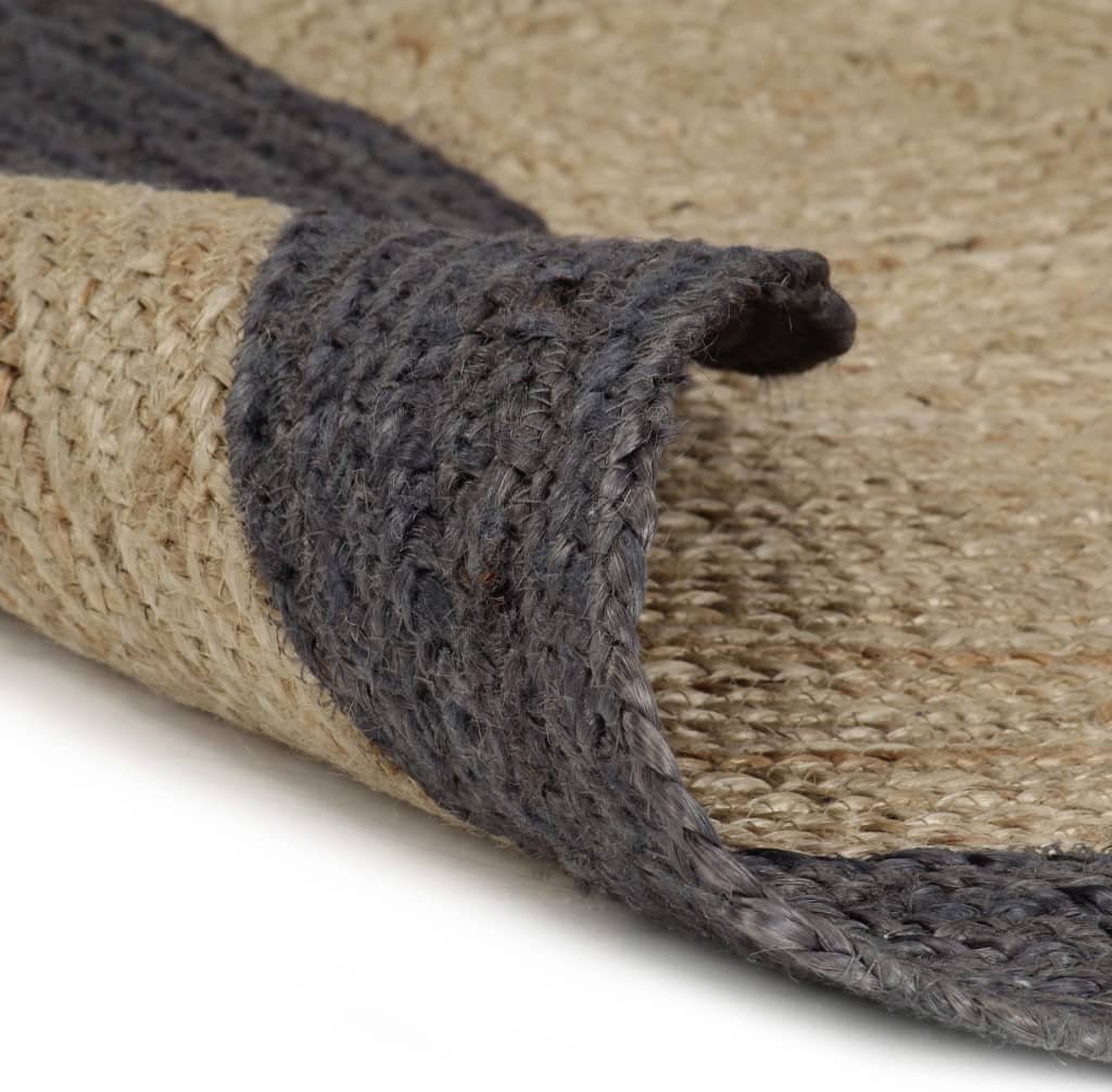 vidaXL vidaXL Ręcznie robiony dywan jutowy z ciemnoszarą krawędzią, 180 cm