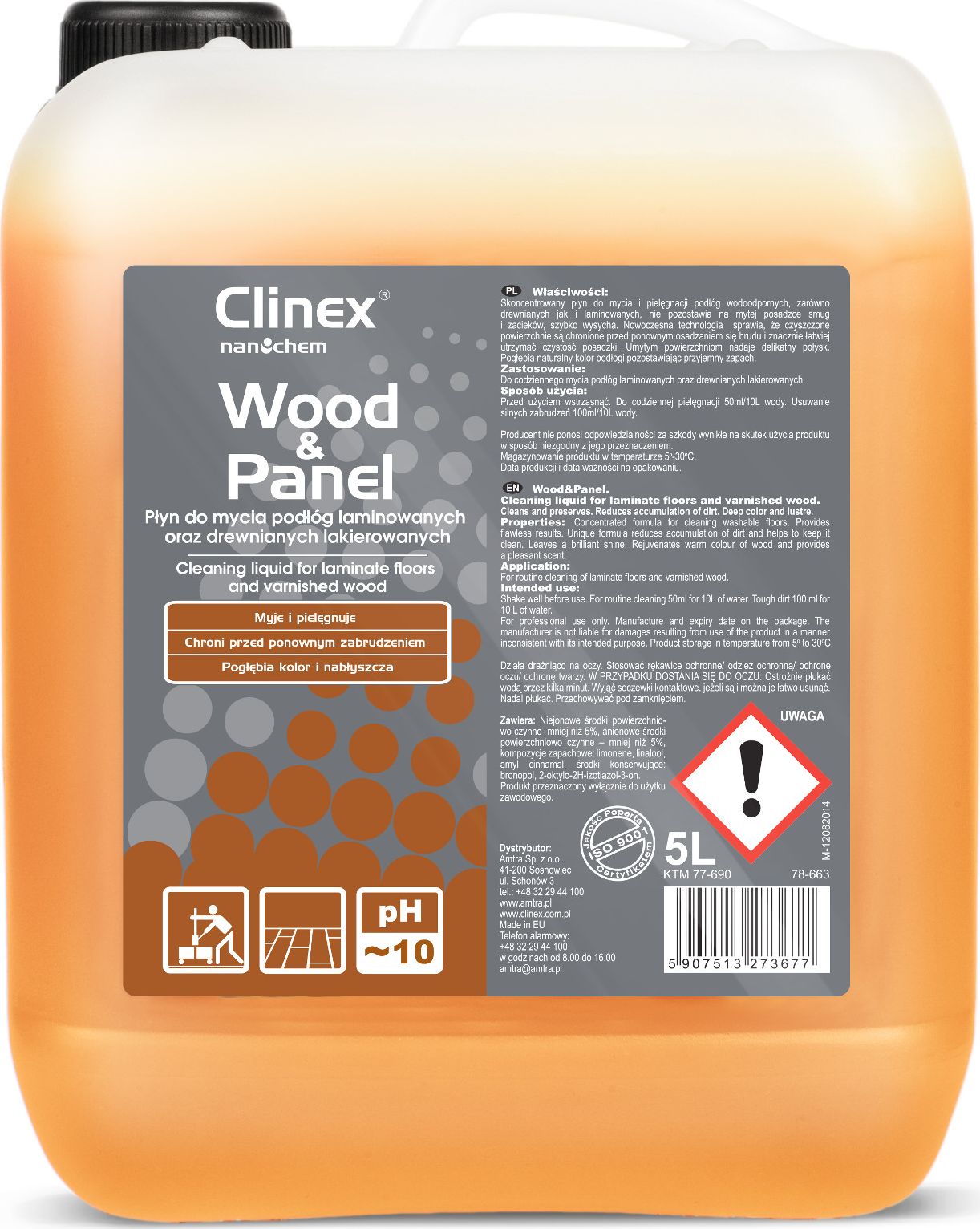 Clinex Płyn do mycia drewnianych podłóg i paneli CLINEX Wood&Panel 5L, skoncentrowany