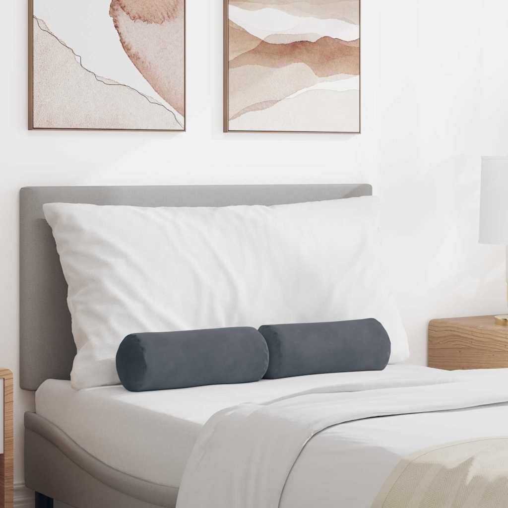 vidaXL Poduszki Wałkowe 2 pcs Ciemnoszary 15 x 40 cm