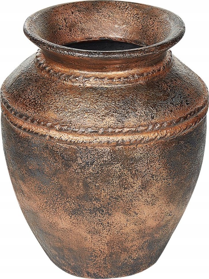 Beliani Wazon dekoracyjny z terakoty 40 cm postarzany miedziany PUCHONG