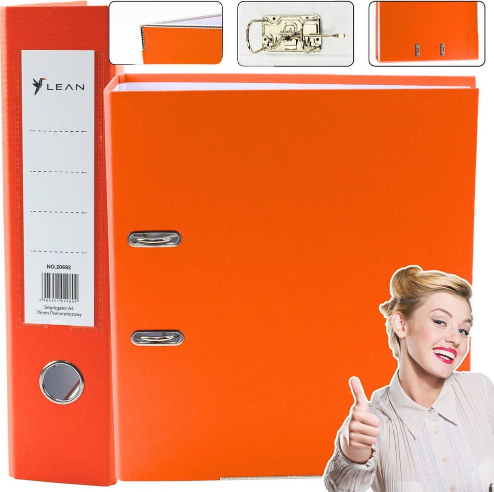 Segregator LeanToys Segregator Na Dokumenty A4/75mm Pomarańczowy LEAN Toys