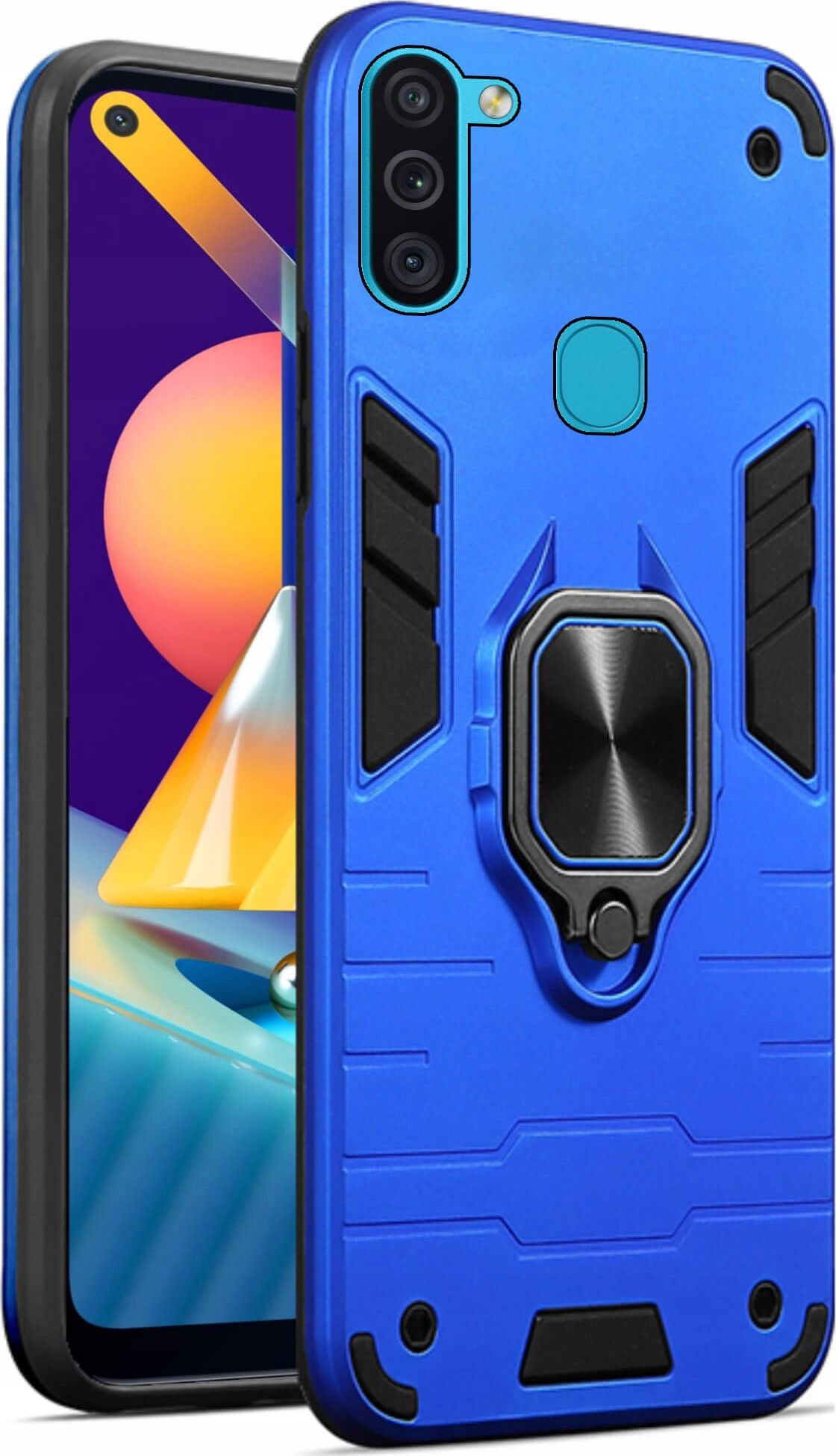 etumi Etui Pancerne Do Samsung Galaxy M11 Obudowa Ring Wzmocnione Hybrydowe Etui Ochronne Futerał Armor Pokrowiec Magnes Armr0024