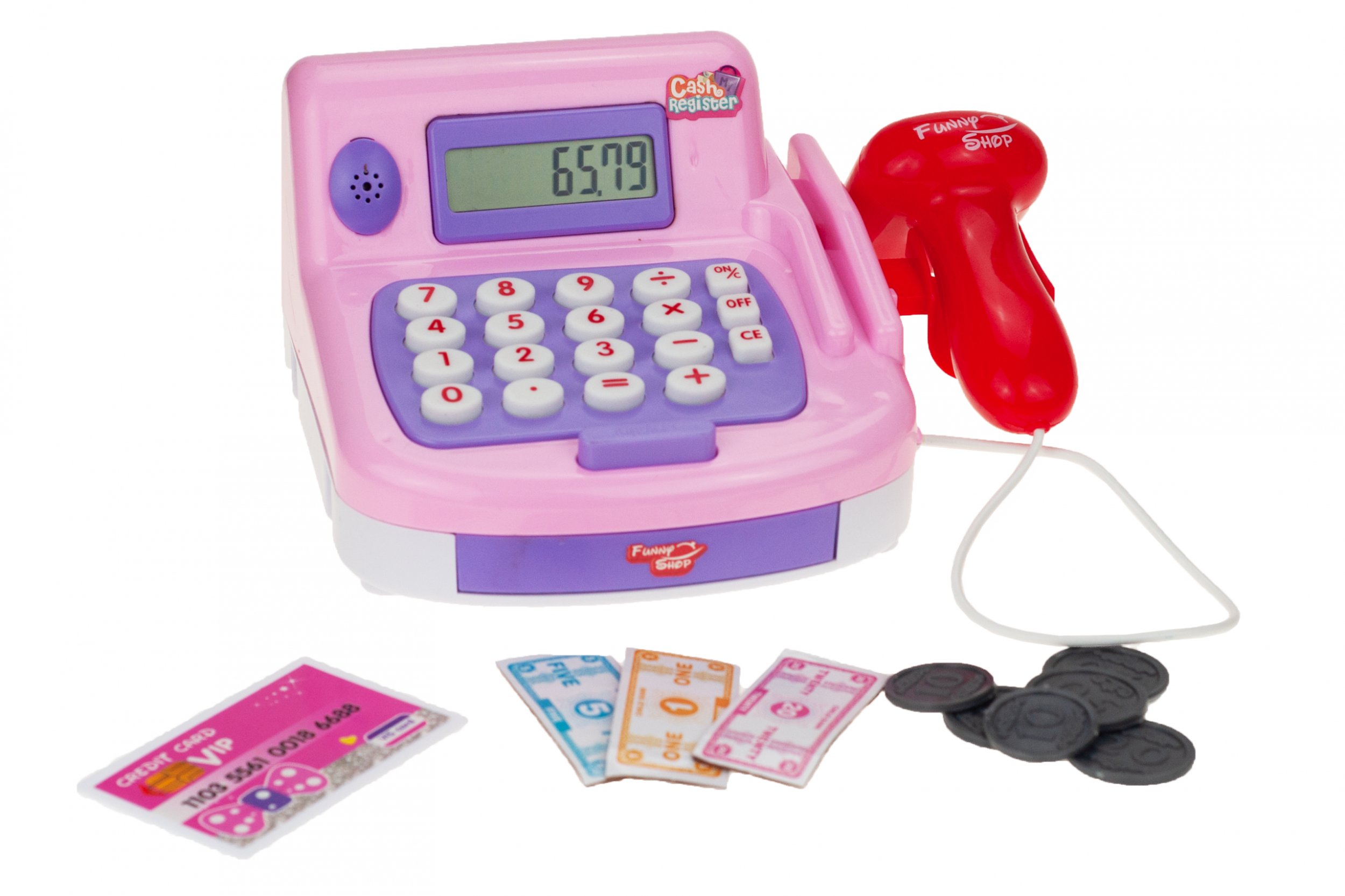 TG55520 KASA SKLEPOWA FISKALNA SKANER ZABAWKOWA SKLEP DLA DZIECI RÓŻOWA PIENIĄDZE