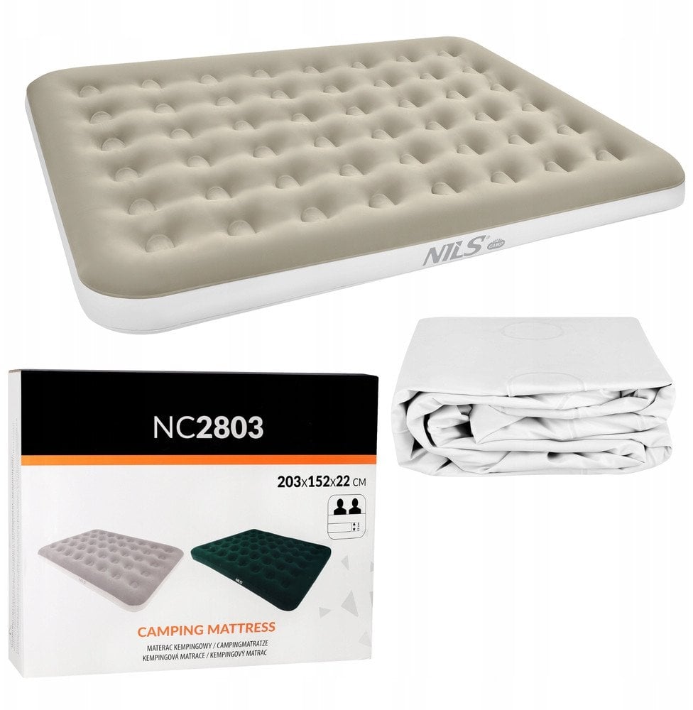 NC2803 MATERAC TURYSTYCZNY DMUCHANY 203X152X22 CM BEŻOWY NILS CAMP