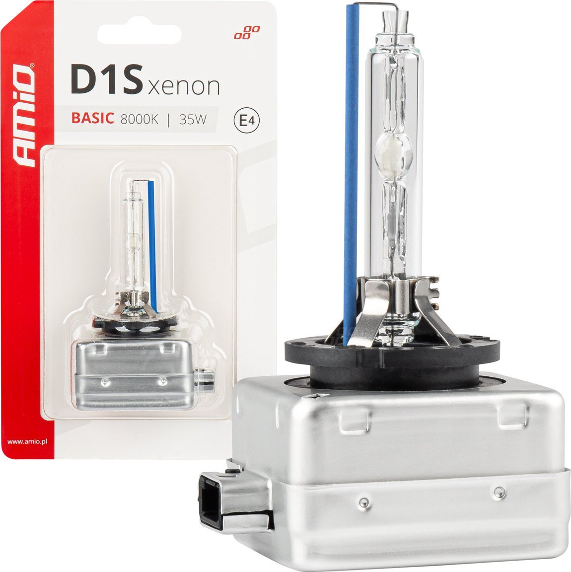 AMiO Żarówka ksenonowa żarnik xenon d1s 35w 8000k basic blister amio-03865