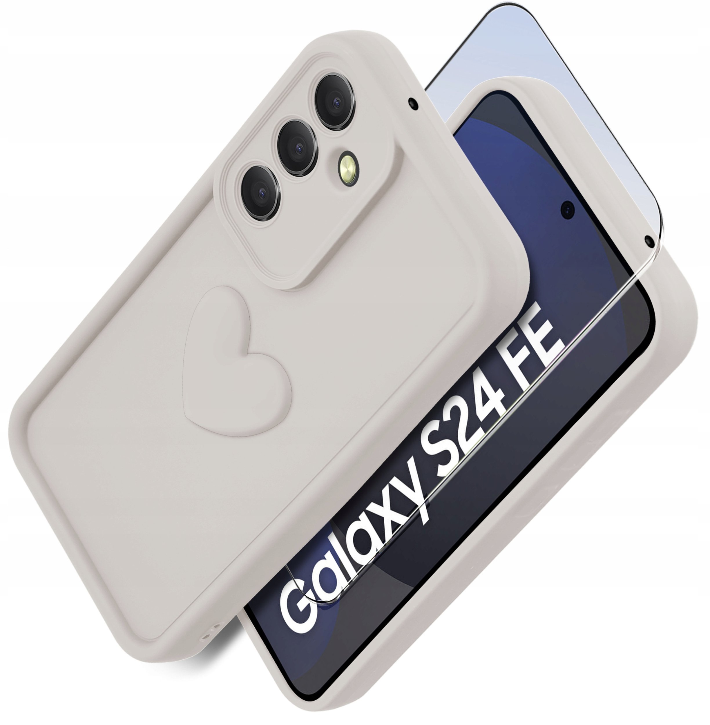 Etui do Samsung S24 FE silikonowe MATOWE serce + Szkło ochronne na ekran 9H