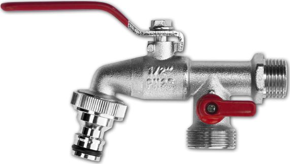 Bradas Bradas Kran kulowy 3/4", 2x końcówka GZ 1" + nypel uniwersalny