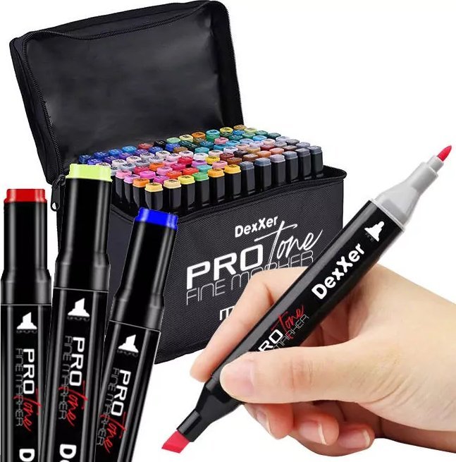 Dexxer Zestaw markerów dwustronnych pisaków 80 szt. w torbie MDS-80 (Czarna) uniwersalny