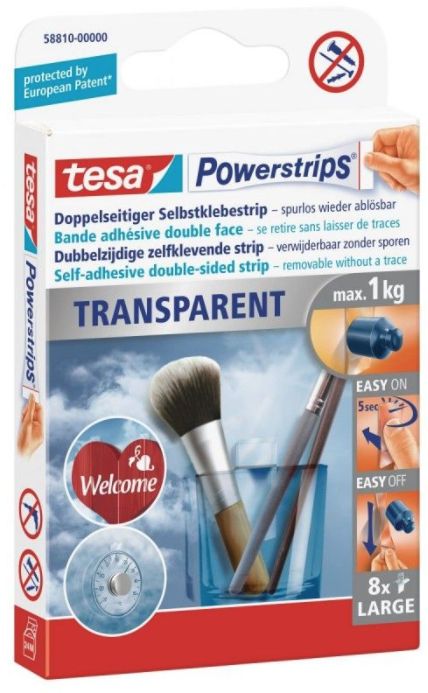 Tesa Plastry samoprzylepne Tesa Powerstrips przeźroczyste 8szt. (H5881000)