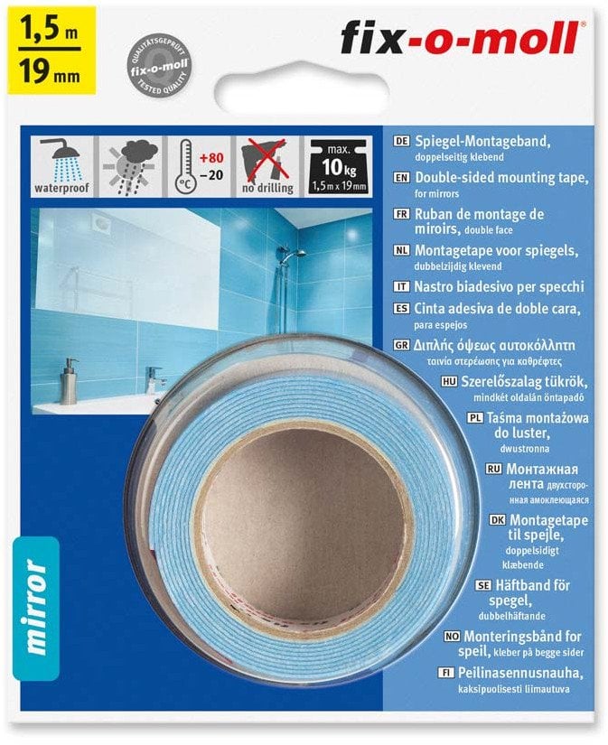 TWO-SIDED ADHESIVE TAPE MIRR 1.5MX19MM