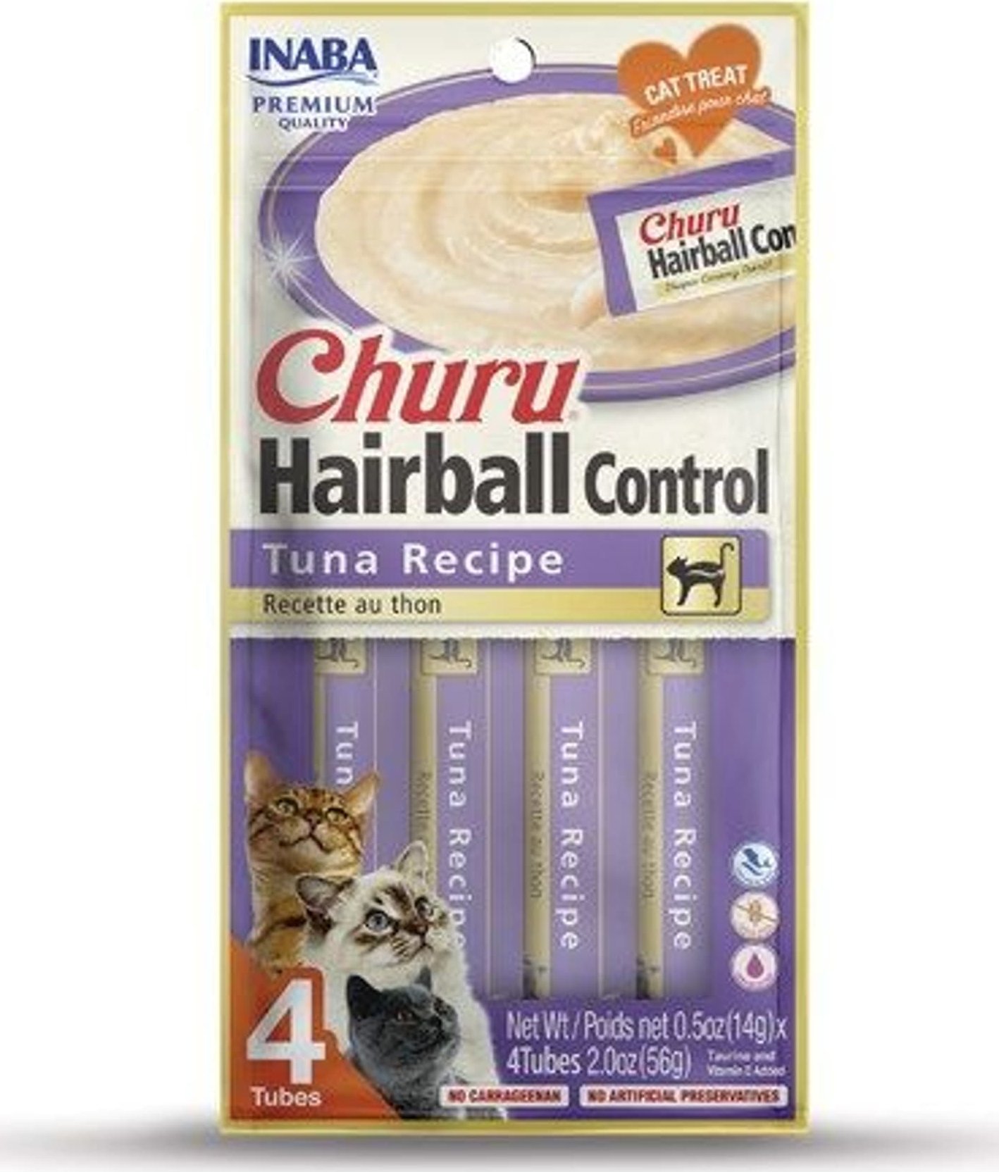 Inaba Foods INABA CHURU HAIRBALL Tuńczyk - przysmak dla kota - 4x14g (56g)