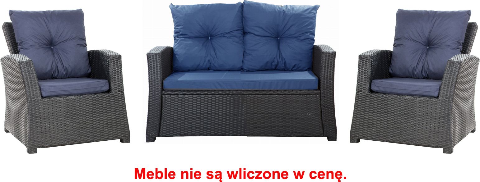 Setgarden Zestaw poduszek na meble ogrodowe rattanowe dla 4 osób rozmiar 112/52