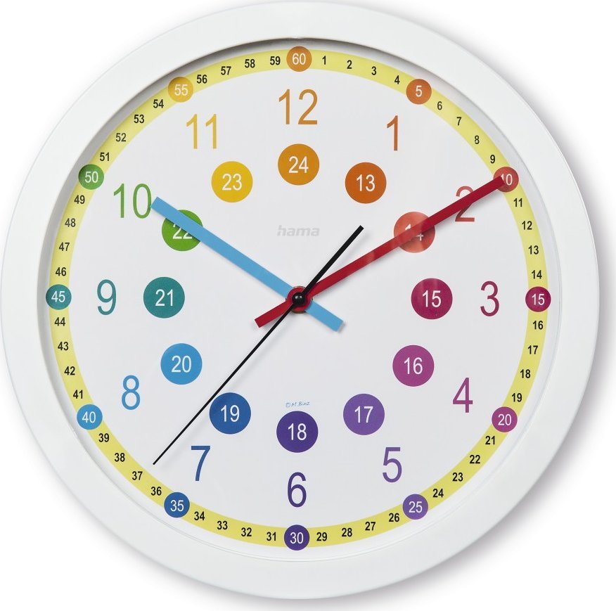 Hama ZEGAR ŚCIENNY DZIECIĘCY EASY LEARNING SAL 30 cm