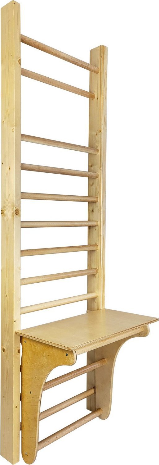 UnderFit Drabinka gimnastyczna Leon 250 x 80 cm drewniana + drążek + blat