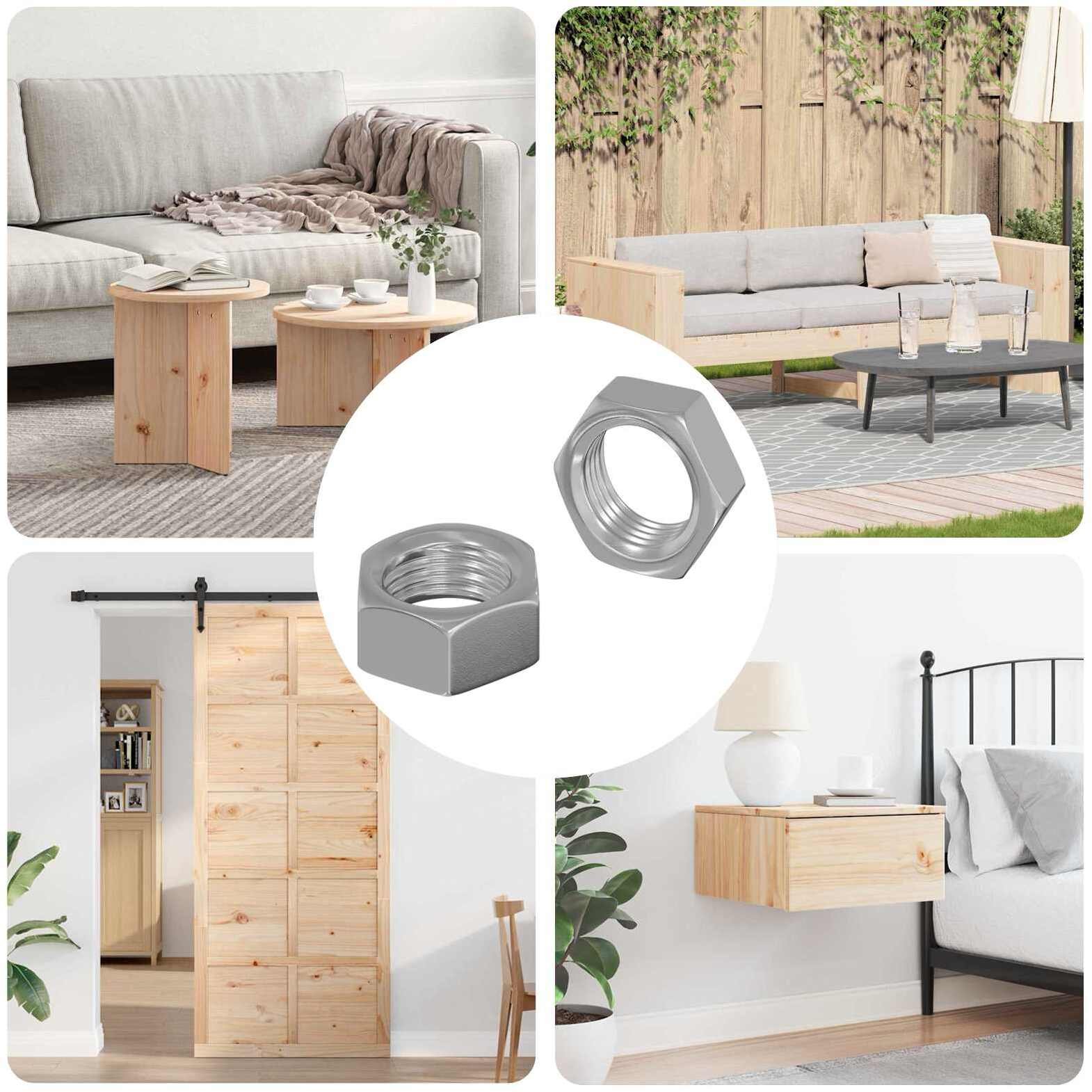 vidaXL Nakrętki sześcienne 2 pcs Srebrny M6 Stal