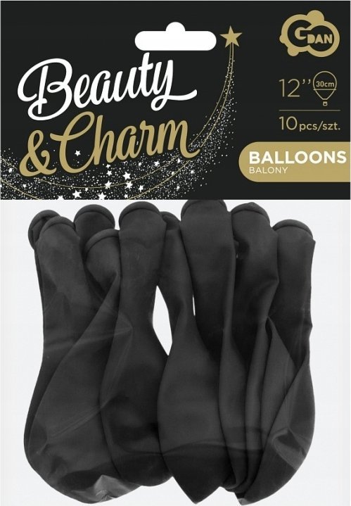 GoDan Balony Beauty&Charm metaliki czarne 12"/10szt CB-1MCZ