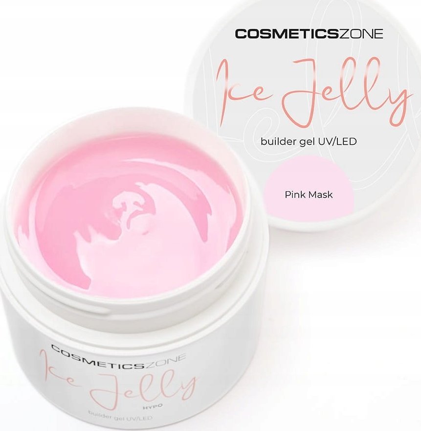 Cosmetics Zone Żel budujący do paznokci UV LED galaretka ICE JELLY mlecznoróżowy z brokatem - Pink Mask Glitter 50ml