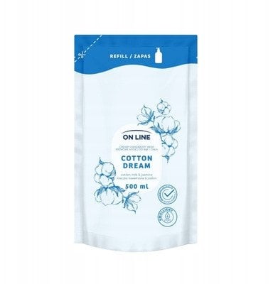 ON LINE Kremowe mydło do rąk i ciała Mleczko bawełniane & Jaśmin - zapas 500 ml