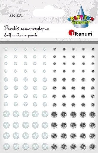 Perełki samoprzylepne okrągłe 120szt białe srebrne