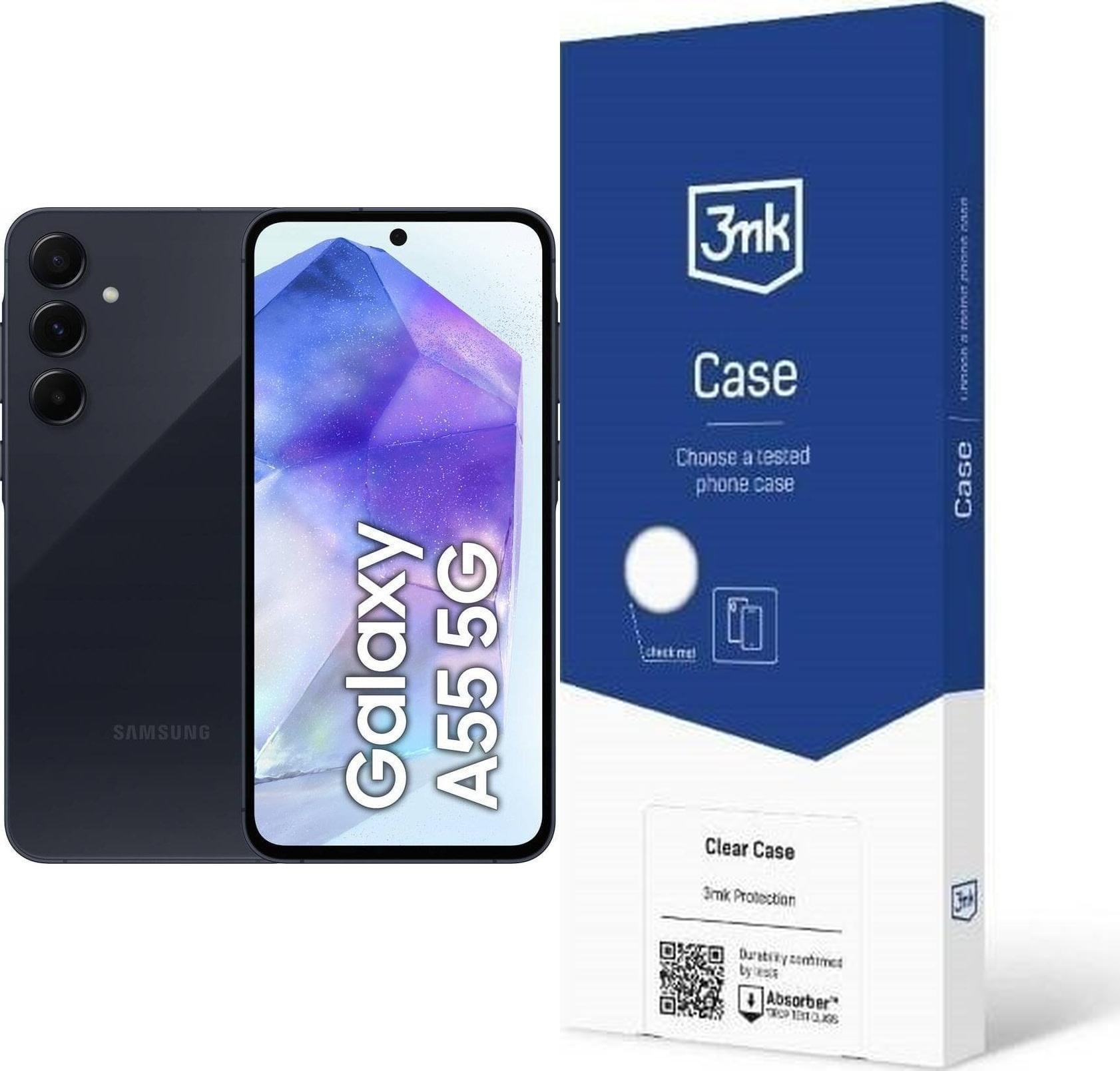Smartfon Samsung Galaxy A55 5G 8/128GB Black Enterprise Edition (SM-A556BZK) + Etui Clear Case