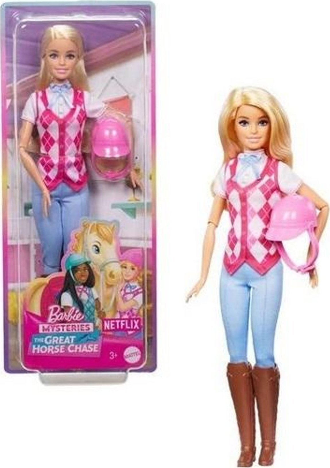 Lalka Barbie Mattel Malibu w stroju jeździeckim (HXJ38)