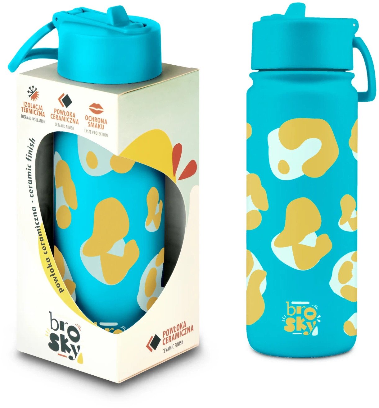 Brosky Wild Niebieska butelka na wodę z nadrukiem w motyw zwierzęcy 550 ml