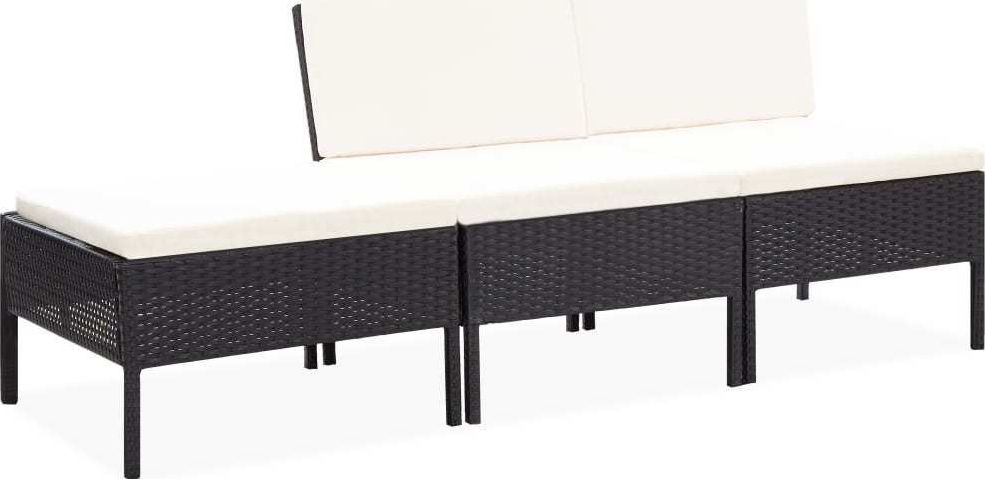 vidaXL 3 częściowy zestaw wypoczynkowy do ogrodu, poduszki, rattan PE czarny (48956)