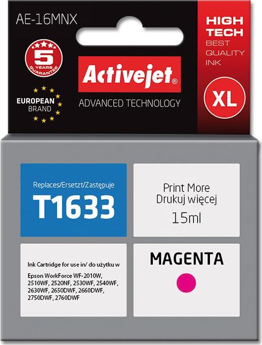 Tusz Activejet Tusz AE-16MNX (do drukarki Epson, zamiennik T1633 supreme 15ml magenta) - AE-16MNX