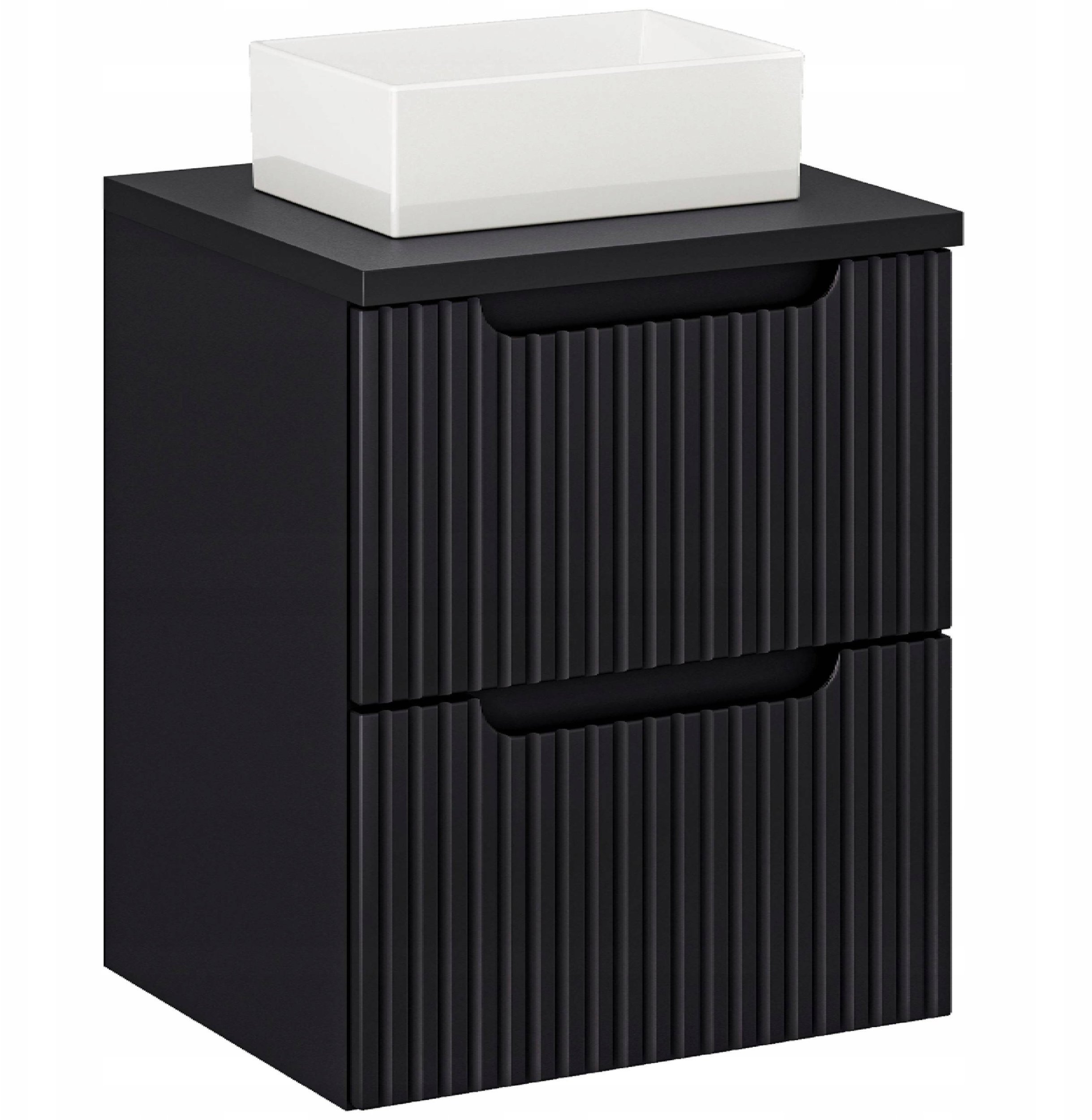 CZARNA szafka łazienkowa NOVA BLACK 82-50 2S z umywalką i blatem 50 cm