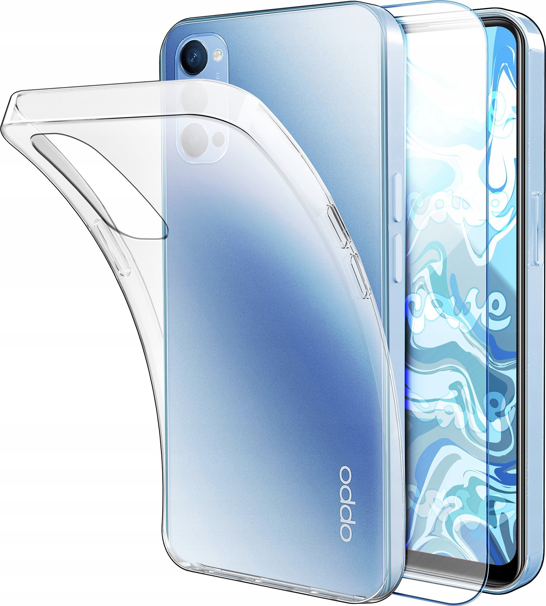 Etui Do Oppo Reno 4 (Przezroczyste, Silikonowe, Ochronne, Case) Szkło 9H