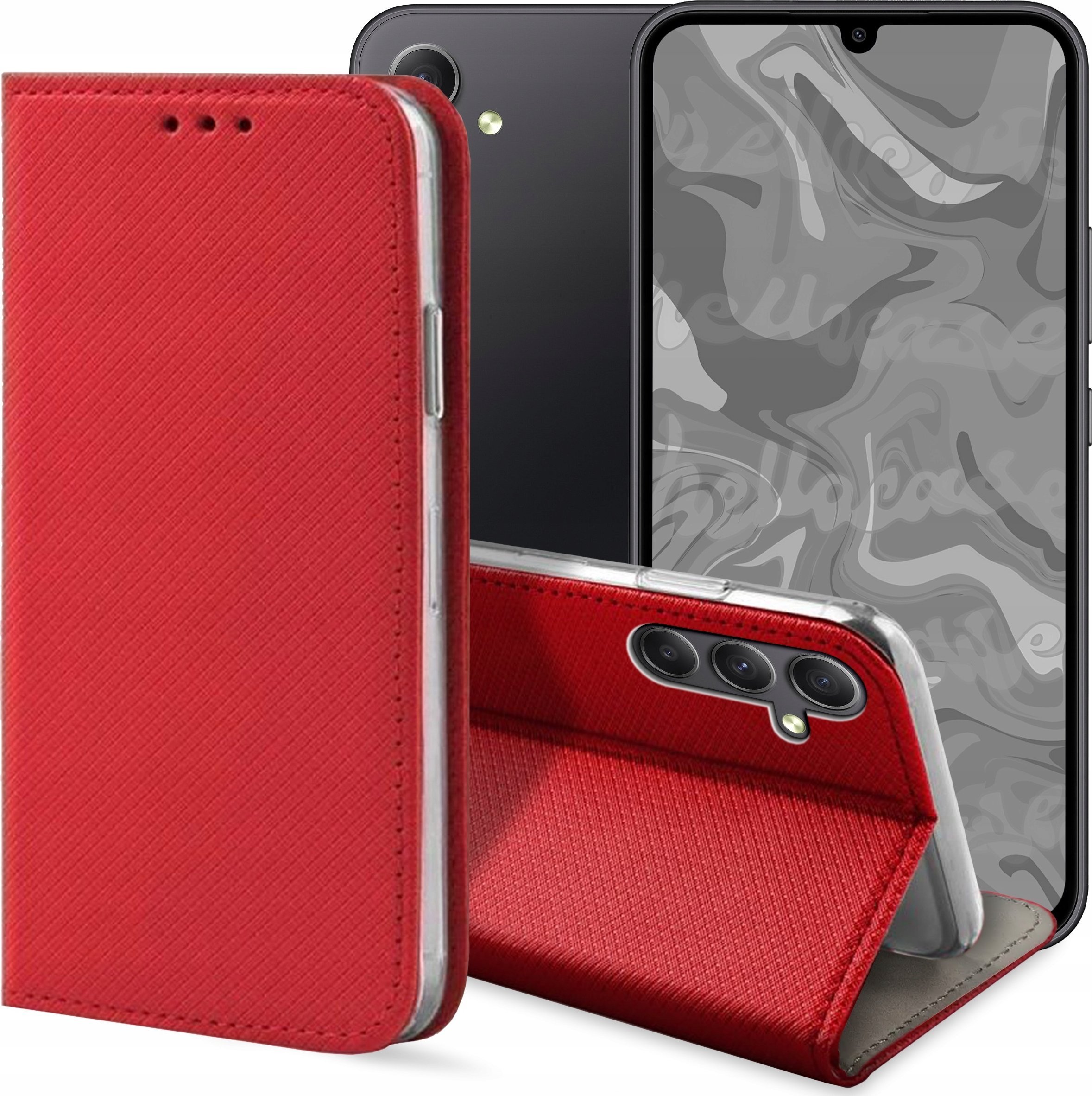 Hello Case ETUI Z KLAPKĄ DO Samsung Galaxy A34 5G CZERWONE ZAMYKANE MAGNETYCZNE