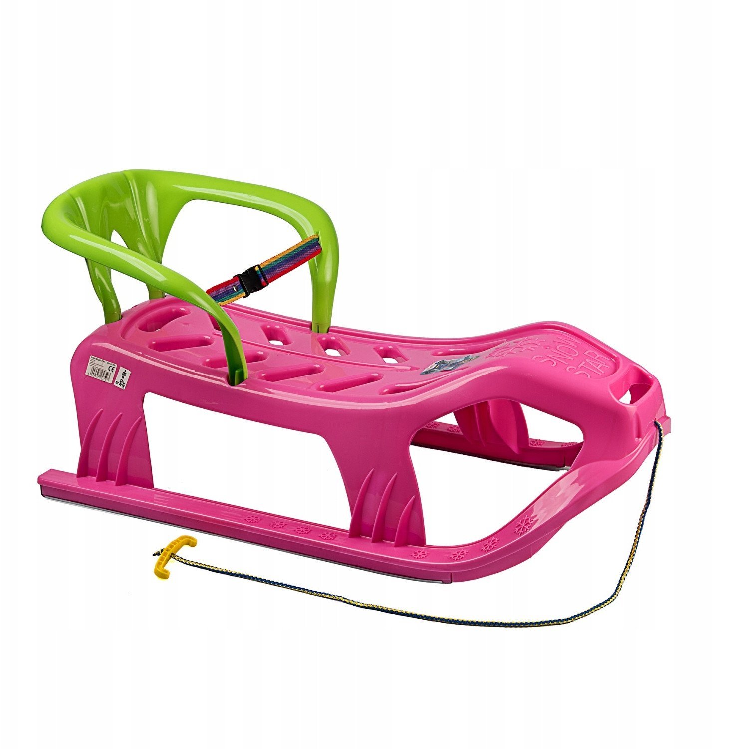 Sanki z Oparciem dla Dzieci Plastikowe Różowe Solidne MARMAT 50 kg