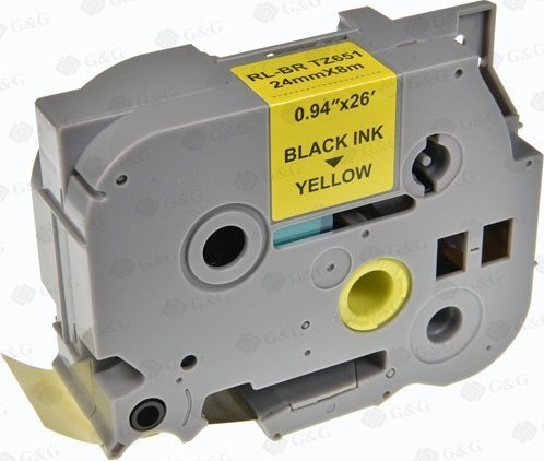 Kompatybilny taśma do drukarek etykiet, dla Brother, TZE-651, czarny druk/żółty podkład, laminowane, 8m, 24mm